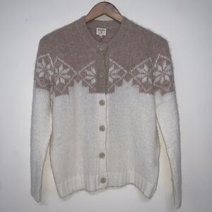 Marea Fair Isle Annie Cardigan Women's Small Sand Ivory Wool/Alpaca Quiet Luxury